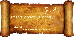 Friedlender Alajos névjegykártya